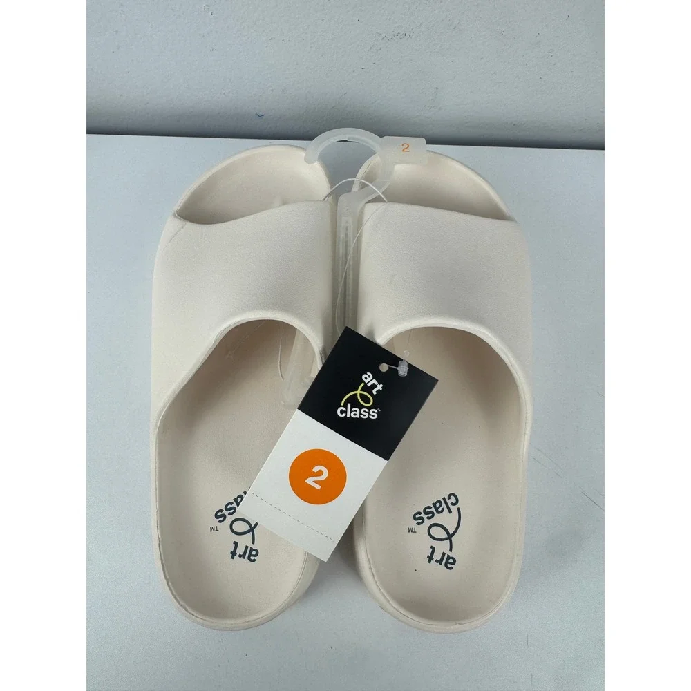 Art Class Edie White Cream Platform Slide Sandals Kids Size 2 New
